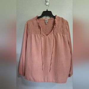 Como Vintage Coral Smocked Top